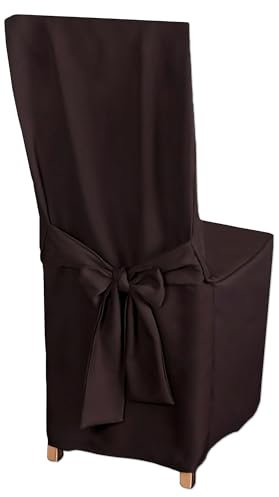 HOME DEKO Stuhlhussen mit Schleife, Universal-Sitzbezüge zum Schonen von Stühlen für Wohnzimmer, Esszimmer oder Küche, Perfekt für Anlässe Aller Art, Schokoladenbraun, 4 Stück
