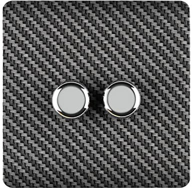 Trendi Switch 2 Gang 1 or 2 Way 150w Rotary LED Dimmer Modern Designer Light Switch in Carbon Fibre