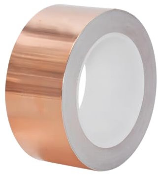 Qrity 1 Stück Leitfähig Kupferfolienband, 45mm x 20m Einseitig Leitfähiger Klebstoff, Selbstklebend Leitende Kupferband für Gitarre, Erdung und Löten
