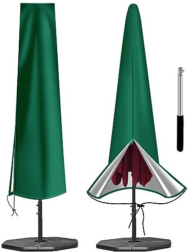 OKPOW Parasol Cover Waterproof - 600D Heavy Duty Garden Parasol Cover Fit for 2.5m 2.7m 3m Large Outdoor Umbrella - Anti-UV Windproof Patio Umbrella Protection Cover With Zip