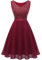 Dressystar Damen Festliche Kleider für Hochzeit Kurz Brautjungfernkleider Ärmellos Cocktailkleid Weihnachten Silvester Dunkelrot L