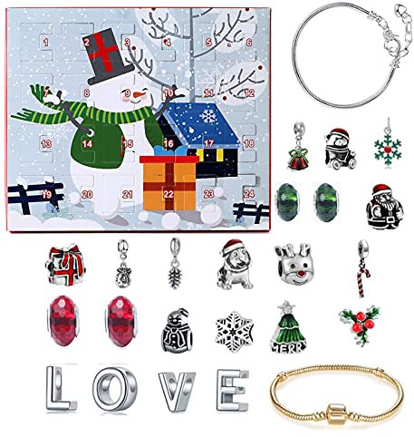 Adventskalender 2023 Weihnacht Countdown Kalender Kinder 24 Tage Adventskalender Countdown Weihnachten Bettelarmband AdventskalenderWeihnachtsgeschenke für Kinder Mädchen (B)
