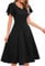 Black Cocktail Dress for Funeral Casual Semi Formal Knee Length Wedding Guest Dress for Women Elegant Graduation Party with Short Sleeves Midi Evening Party Dresses, Black S