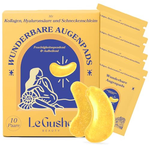 Le Gushe - Augenpads Gegen Augenringe, Eye Pads für Augenringe, Augenpads Gegen Tränensäcke Augenmaske, Gel Eyepatches (10 Paare, Gold)