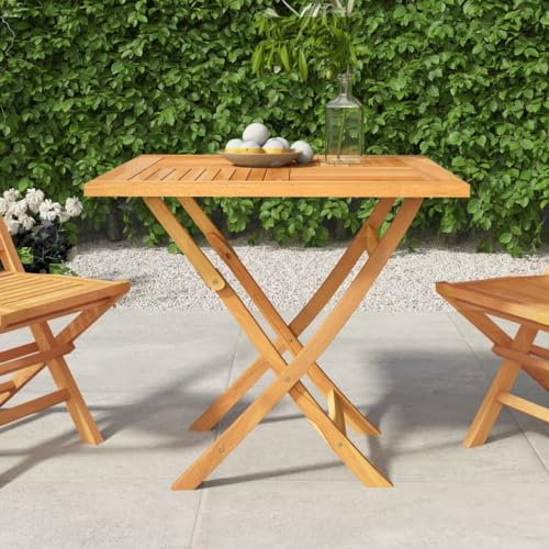 AUVYI Gartentisch Klappbar 85x85x76 cm Teak Massivholz Braun Beistelltisch Klein Dining Table Pokertisch Campingtisch Buffettisch Bierpong Tische Küchentisch Biertisch Multifunktionstisch