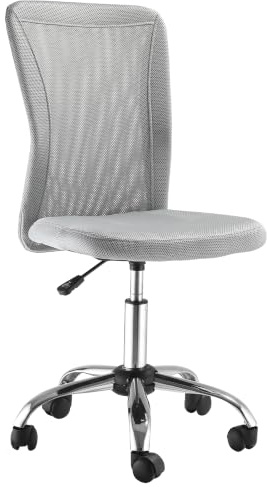 Vinsetto Silla de Oficina de Malla sin Brazos 100 kg 43x58x90-100 cm Gris | Silla de Escritorio Giratoria, Altura Ajustable, para Estudio Despacho