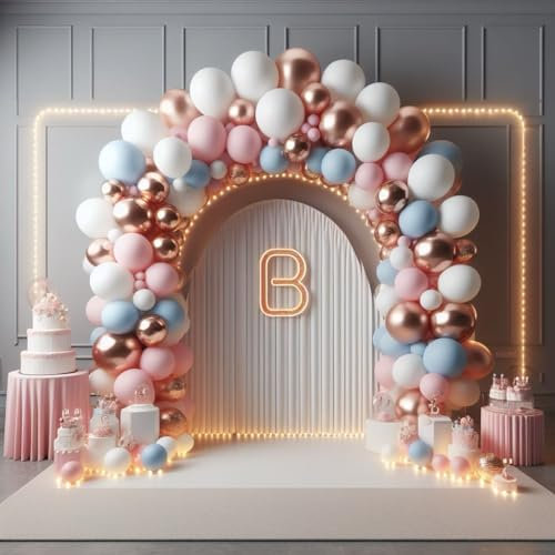 Pink White and Rose Gold Balloon Arch 50 Pack Balloon Arch with Accessories Balloon Garland Confetti Balloons for Girl Woman Birthday Party Decoration Baby Shower Engagement Bridal Shower