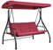 VEVOR 3-Seat Patio Swing Chair, Converting Canopy Swing, Outdoor Patio Porch with Adjustable Canopy, Removable Thick Cushion and Alloy Steel Frame, for Balcony, Backyard, Poolside, Burgundy