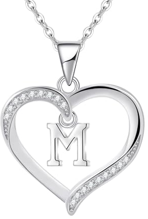 Cosie Lily Geschenke für Frauen Halskette Damen 925er Silber Herz Anhänger mit Buchstabe Sterlingsilber Kette Initialen Kette Silber 925er Ketten Damenschmuck Muttertag Valentinstag
