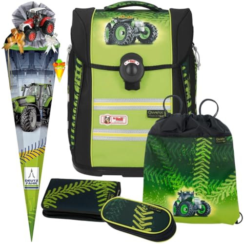 Traktor Greentrac ERGO Primero McLight Schulranzen-Set (McNeill Set 6 tlg. mit Schultüte, grün)