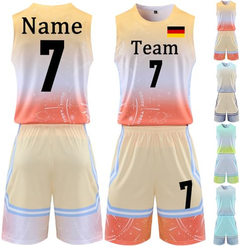 BROKANER Basketball Trikot 2 Stücke Benutzerdefiniert Jungen Basketball Trikots Kinder Jeder Name Nummer Team Logo Personalisierte Basketball Trikot Herren Personalisiert