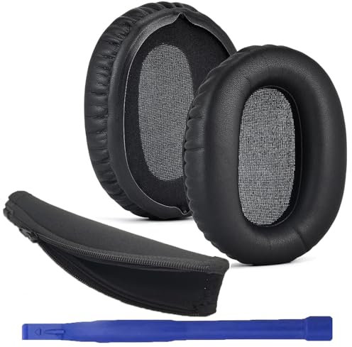 Adhiper Ersatz-Ohrpolster für Sony WH-CH700N, WH-CH710N, WH-CH720N Kopfhörer, elastische Stoff-Kopfbandabdeckung für WH-CH720N/CH710N/CH700N, Ohrpolster mit hochdichtem Memory-Schaum, Schwarz