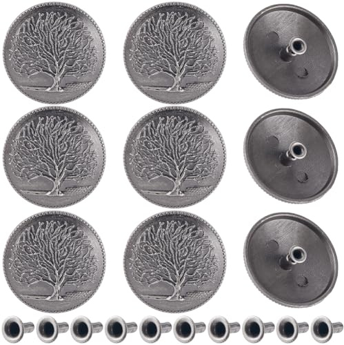 GORGECRAFT 1 Box Mit 10 Lebensbaum Knöpfen Zum Anschrauben Vintage Dekorationsschnallen Ersatz Concho Knöpfe Metallnieten Zum Anschrauben Für Geldbörsen Gürtel Westen Taschen Leder Nähen Basteln