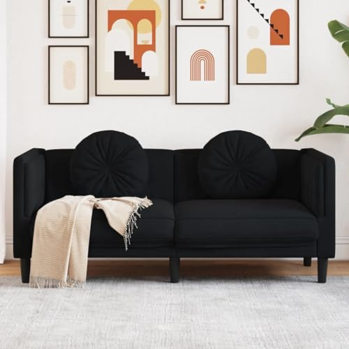 ShGaxin Sofa mit Kissen 2-Sitzer Schwarz Samt, Loungesofa, Sofas & Couches, Relaxsofa, Couch für Wohnzimmer - 372637