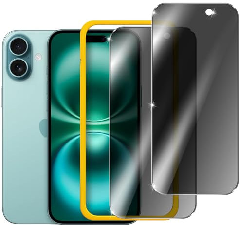 ivoler 2 Stück Sichtschutz für iPhone 15 Plus/iPhone 16 Plus 6.7 Zoll, Anti-Spähen Gehärtetes Glas Schutzfolie mit Einfaches Installationswerkzeug, HD Blickschutzfolie, 9H Härte, Anti-Kratzer