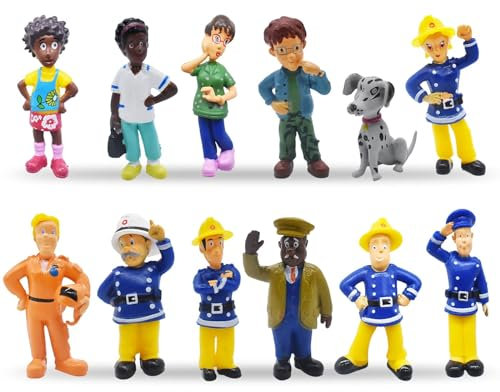 Feuerwehrmann Sam Mini Figuren Set,12pcs Feuerwehr Kuchendeko Feuerwehrmann Sam Figuren Geburtstag Deko Kuchendeckel Tortenfiguren Geburtstags Party liefert Cake Topper