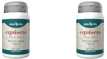 ERBA VITA Integratore Alimentare di Equiseto - 60 Capsule - Fonte naturale di silice che fvorisce il benessere dei capelli e delle unghie (Confezione da 2)