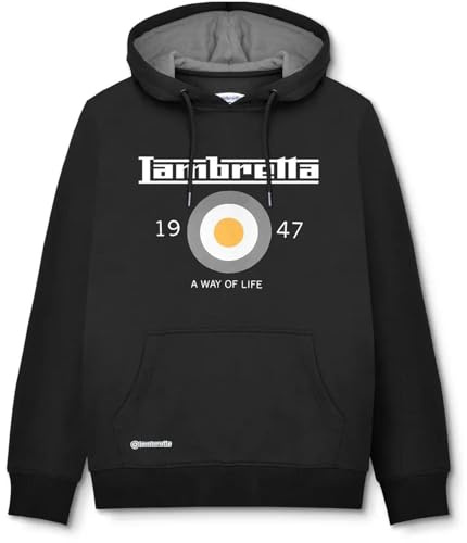 Lambretta Mens Target Pullover Hooded Sweatshirt Hoodie - Black - 4XL