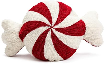 champracer Weihnachts Zuckerstangen Kissen, Peppermint Pillows Candy Kreatives 3D Pfefferminz Bonbon Plüsch Kreatives Weihnachts Bonbonkissen, rotes spiralförmiges Lutscherkissen (rot,Süßigkeiten)
