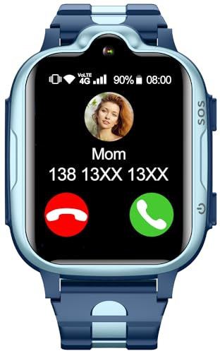 4G Smartwatch Kinder mit GPS und Telefon, Nachricht, SOS, WLAN, Elterliche Kontrolle, IP67 Wasserdichter Kids Smartwatch mit Videoanruf, Wecker, Schulmodus, Uhr Geschenk für Jungen und Mädchen, Blau