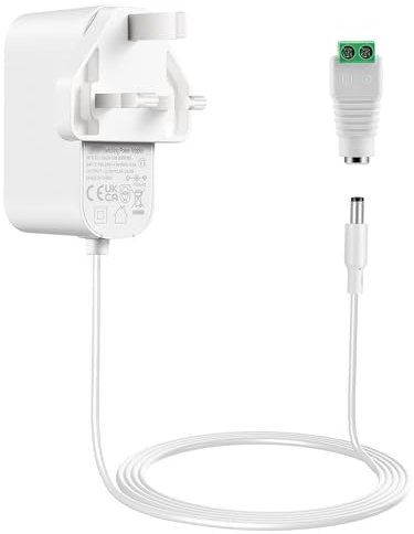 Lonnky 12V Adapter, 12V 2A Power Supply for LED Strip Light, CCTV Camera, WLAN Routers, AC Adapter 100-240V 50/60Hz, 5.5 x 2.1 mm Connector, White