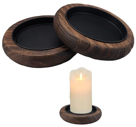 2 Piezas Portavelas Madera,8 cm / 3.15 in Posavasos Candelero de Madera,Portavelas de Madera,Plato de Madera Redondo,Bandeja Madera Decorativa Redonda,Porta Velas Decorativas para Velas Pilar Vela