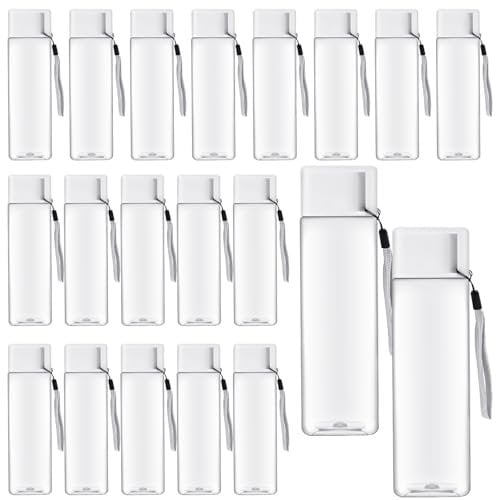 YFNVH 20 Pack Plastic Water Bottle Bulk for Kids 500ml Clear Sports Water Bottles Leakproof Reusable Wide Mouth Drink Bottles for School Gym Outdoor Travel Camping Fitness