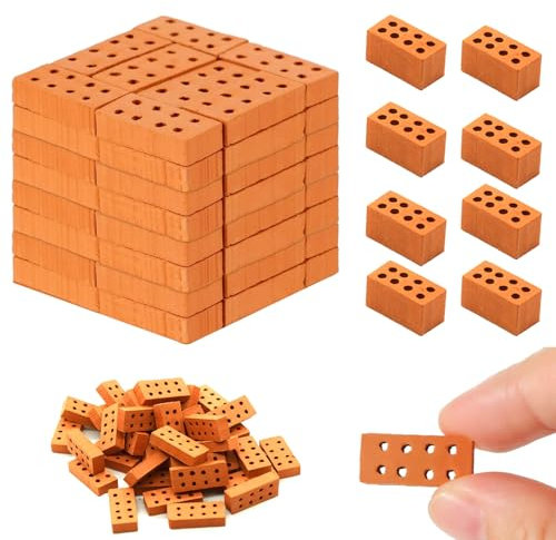 68 Stück Ziegelsteine Zum Mauern Kinder Mini Ziegelsteine Mini Ziegel Rote Modellbau Steine Modellziegel Brick für DIY Puppenhaus Fairy Garten Dekoration
