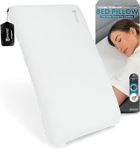 SNUGL Kühlendes Memory Foam Kissen – Orthopädisches Seitenschläferkissen für Nacken-, Rücken- & Schulterstütze, Ergonomisch & Hypoallergen (Groß Weiß)