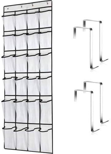 Tsathoggua Scarpiera da Appendere Alla Porta, Scarpiera a Sospensione, Porta Scarpe da Armadio Salvaspazio, Organizer Pieghevole da Appendere con Può Riporre Scarpe, Articoli Vari (24 Tasche Bianco)