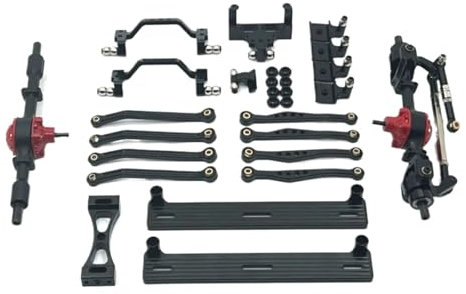 TOQPCZA Für Wpl Für C64 C64-1 1/16 RC Auto Upgrade Teile Metall Vorder- Und Hinterachse Für Chassis Link Stange Zug Stange Montieren Seite Pedal Shock Mount Set RC Autoteile(Black)