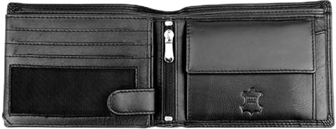 FLEXIBILITE® Herren Geldbörse Nappa Leder schwarz RFID Schutz [2026] – Portemonnaie – Geldbeutel – 8 Kartenfächer – Kartenetui Doppelnaht – Geschenkbox
