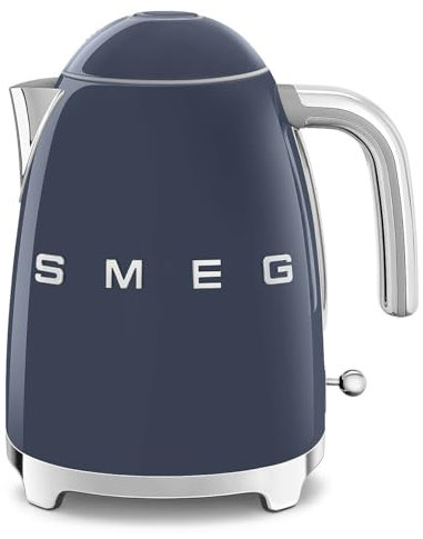 Smeg, KLF03NBEU 1.7L Wasserkocher, Soft-Opening-Kannenverschluss, Herausnehmbarer Anti-Kalkfilter aus Edelstahl, Automatische Abschaltung bei 100°C, Rutschfeste Stellfüße, 2400W Leistung, Navy Blue