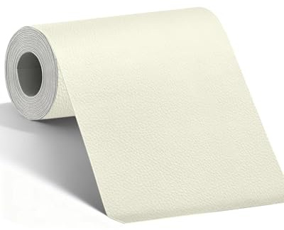 BOUYEER Pelle Adesiva per Riparazioni, 60x180 CM ecopelle toppe adesive per tessuti, Set Riparazione Ecologico & Senza Odori per Mobili/Divano/Sedili Auto/Borse/Restauro, Bianco avorio