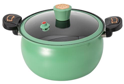 Xoeryoy Mini-Schnellkochtopf, 8L schneller Heizdrucktopf mit Schlossgriffen, Nicht-Stick-Lager Pot mit durchsichtigem Through-Deckel für Gas, Induktion, Elektroöfen, Grün &&