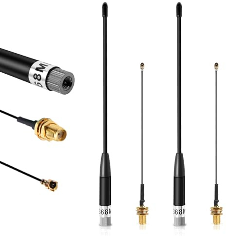 2 Pack 868-MHz Antenne, 10dBi Gain Omni SMA-Stecker | Meshtastic LoRa Long Range Soft Whip-Antenne für ESP32/LoRa 32 V3/LoRa32u4 II+(U.FL IPX) auf SMA Buchse Kabel, 19,5cm Schwarz
