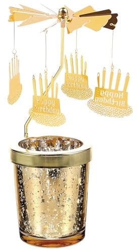 Windlicht Karussell, Teelichthalter Karussell-Golden | Weihnachtliches Windlicht, Rotierender Kerzenhalter (Ohne Kerzen), für Weihnachten, Heimdekoration, Geschenke (Geburtstag)