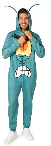 OppoSuits Nickelodeon Onesie für Erwachsene | Spongebob und Patrick Einteiler Pyjama | Lockerer Schnitt mit Taschen