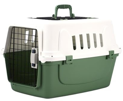 Kompatible Transportbox for Reisen, Kunststoffhütte for Hunde und Katzen(Green,L 58.4X41X37.5CM)