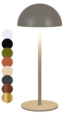 Coen Bakker LED Tischlampe dimmbar mit Touch IP44 Lampe USB 3 Lichtfarben für Innen & Außen 22 x 9,5cm Rund, Farbe:Taupe
