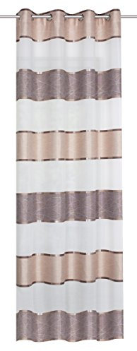 Home fashion 1 Ösenschal Querstreifen, Polyester, Cappuccino, 245 x 140 cm