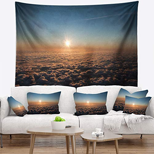 Designart TAP10923-39-32 Sunset Above The Dark Clouds, übergroße Stranddecke, Dekoration für Heim und Büro, Wandteppich, mittelgroß, 99 cm x 81,3 cm. in