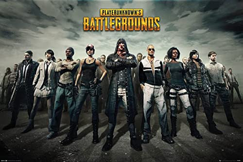 PUBG - PlayerUnknown’s Battlegrounds - Group - Game Videospiel Poster - Grösse 91,5x61 cm + 2 St Posterleisten Kunststoff 93 cm schwarz