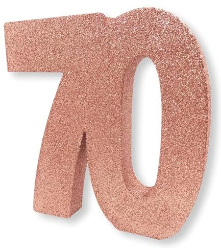 Number 70 Glitter Table Decoration Rose Gold| Table Centrepiece | Table Decorations Centrepiece | 70th Birthday Decorations | Pack of 1 | 20cm |H127