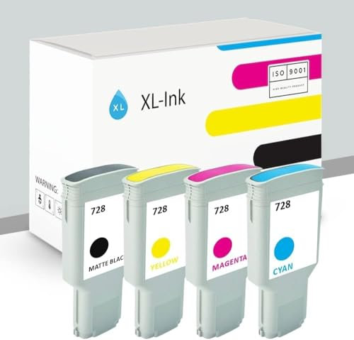 XL-Ink kompatibel für HP 728 4-Stück MBK: 300ml, C/M/Y: 130ml