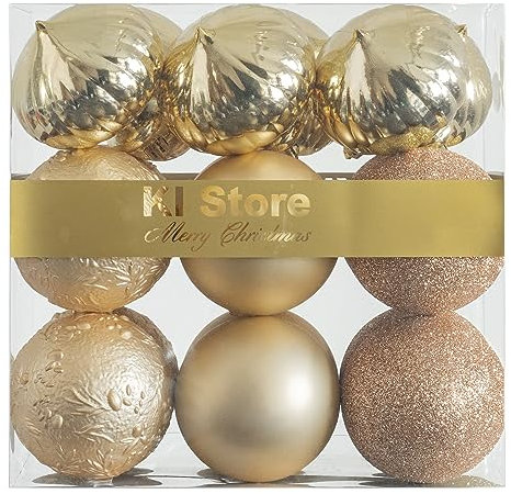 KI Store Palline di Natale Albero di Natale Ornamenti di Decorazione infrangibilePalle per Appendere Natale Decorazioni Festival Decorazioni Natalizie (8cm, Champagne)