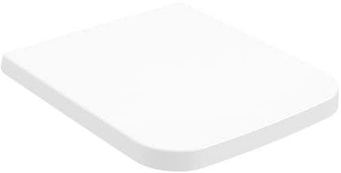 Villeroy & Boch Finion WC-Sitz, Toilettendeckel mit Absenkautomatik, abnehmbarer Toilettensitz aus bruchsicherem Duroplast, Klodeckel Original Ersatzteil, rechteckig, Stone White, matt