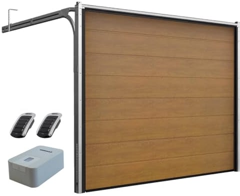 DoorHan Porta sezionale da garage con operatore e trasmettitore manuale | Per l'auto montaggio | Dimensioni selezionabili | 5 Colori (2500 x 2150, Golden Oak)