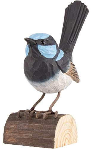 WILDLIFEGARDEN Wildlife Garden - Dekovogel, Holzvogel, Vogel - Prachtstaffelschwanz - Holz - 8 x 4,8 x 9 cm