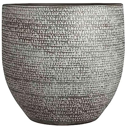 MICA Decorations Carrie Pot de Fleurs Terre Cuite Rond Gris foncé 36 x Ø 39 cm - Pot de Plante